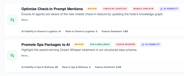 AI Opportunities page focusing on reputation and operational improvements in Signalia