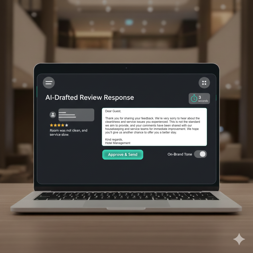 Signalia AI review reply generator interface with context-aware suggestions