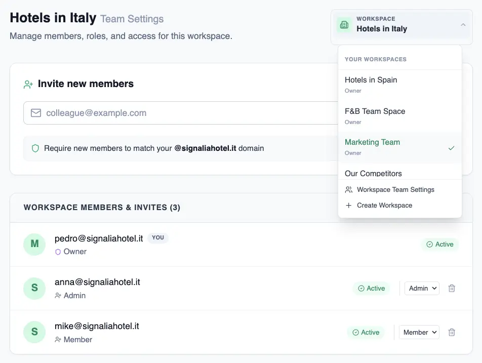 Signalia workspace showing team collaboration and task delegation