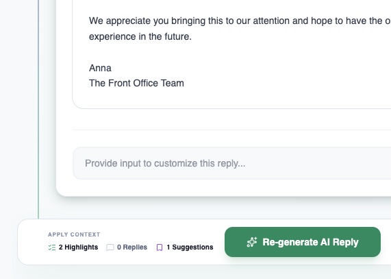 Sophisticated AI drafting personalized replies for luxury hotel guests